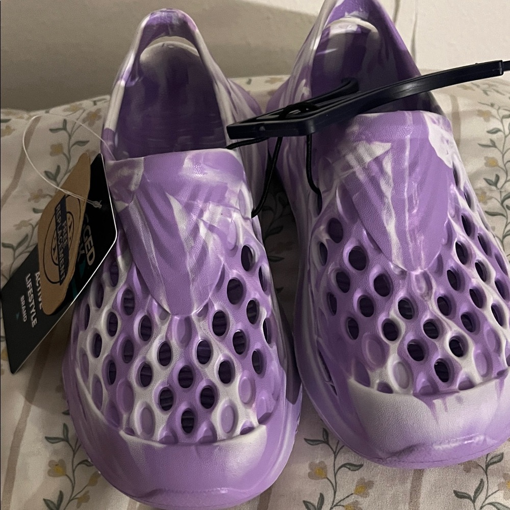 Purple and White Slip-On Shoes